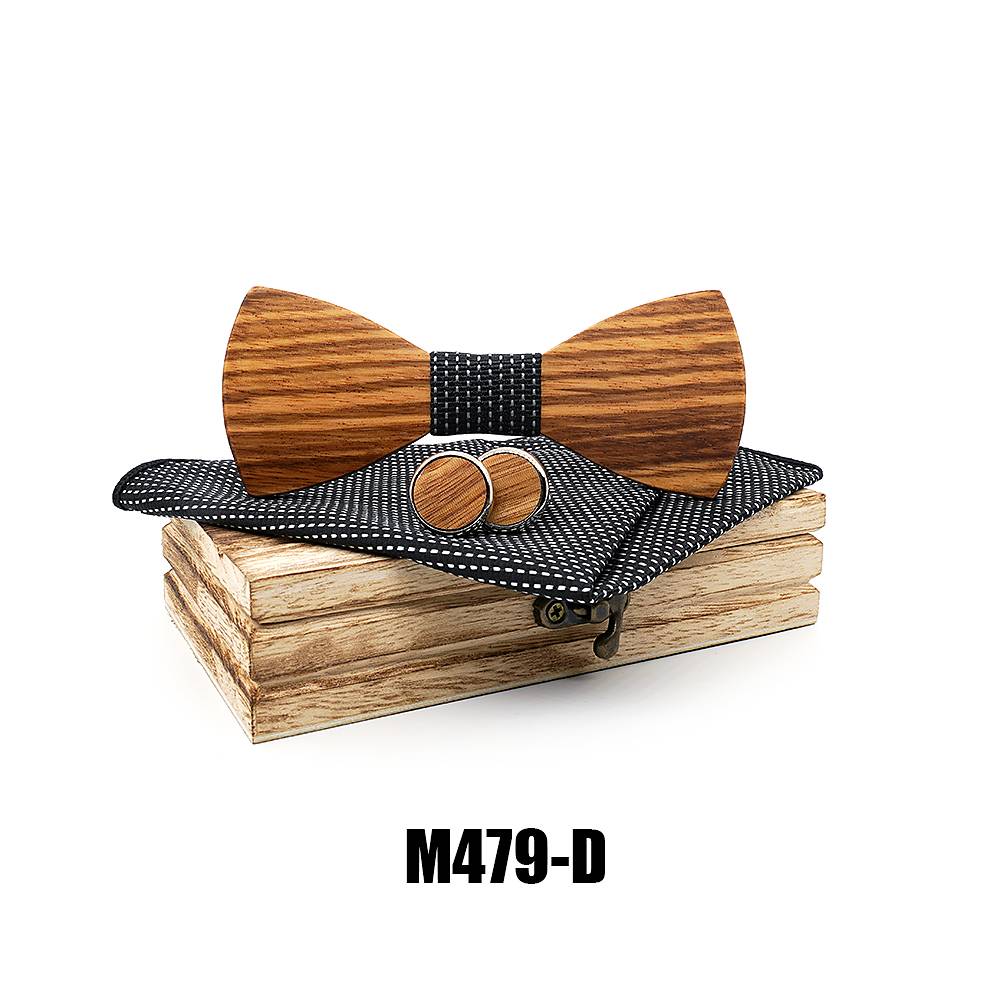 M479 M479  Striped Grain Solid Bow Tie Set, Zebrawood — colour D