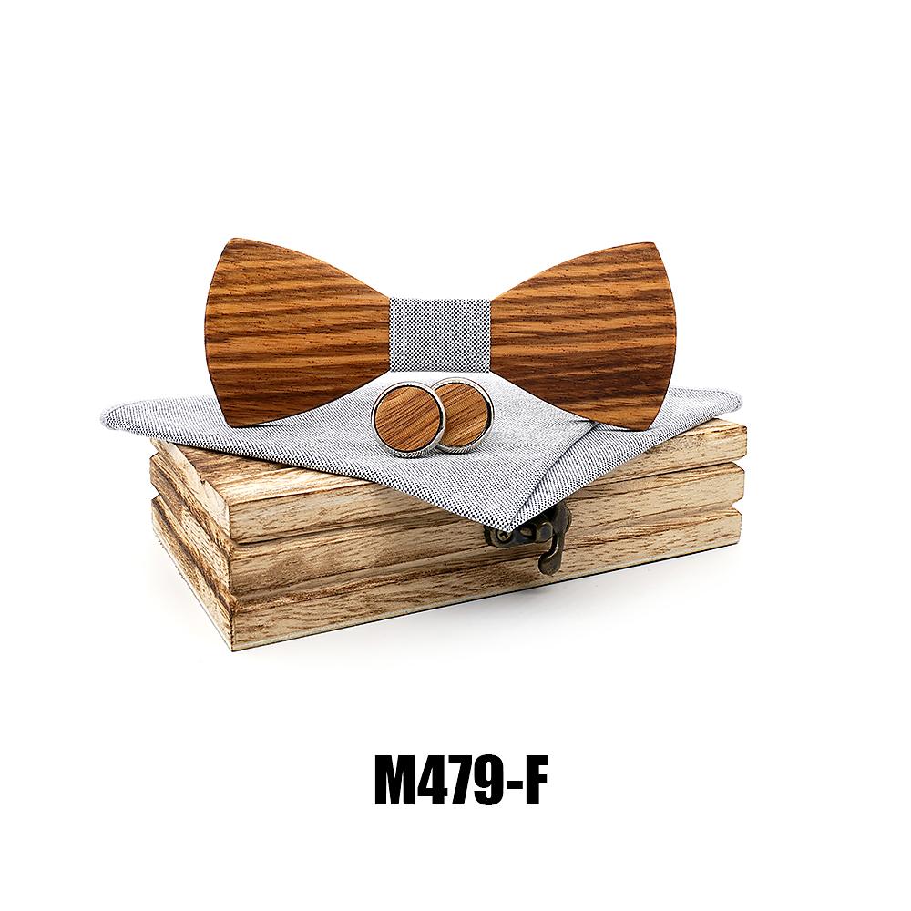 M479 M479  Striped Grain Solid Bow Tie Set, Zebrawood — colour F