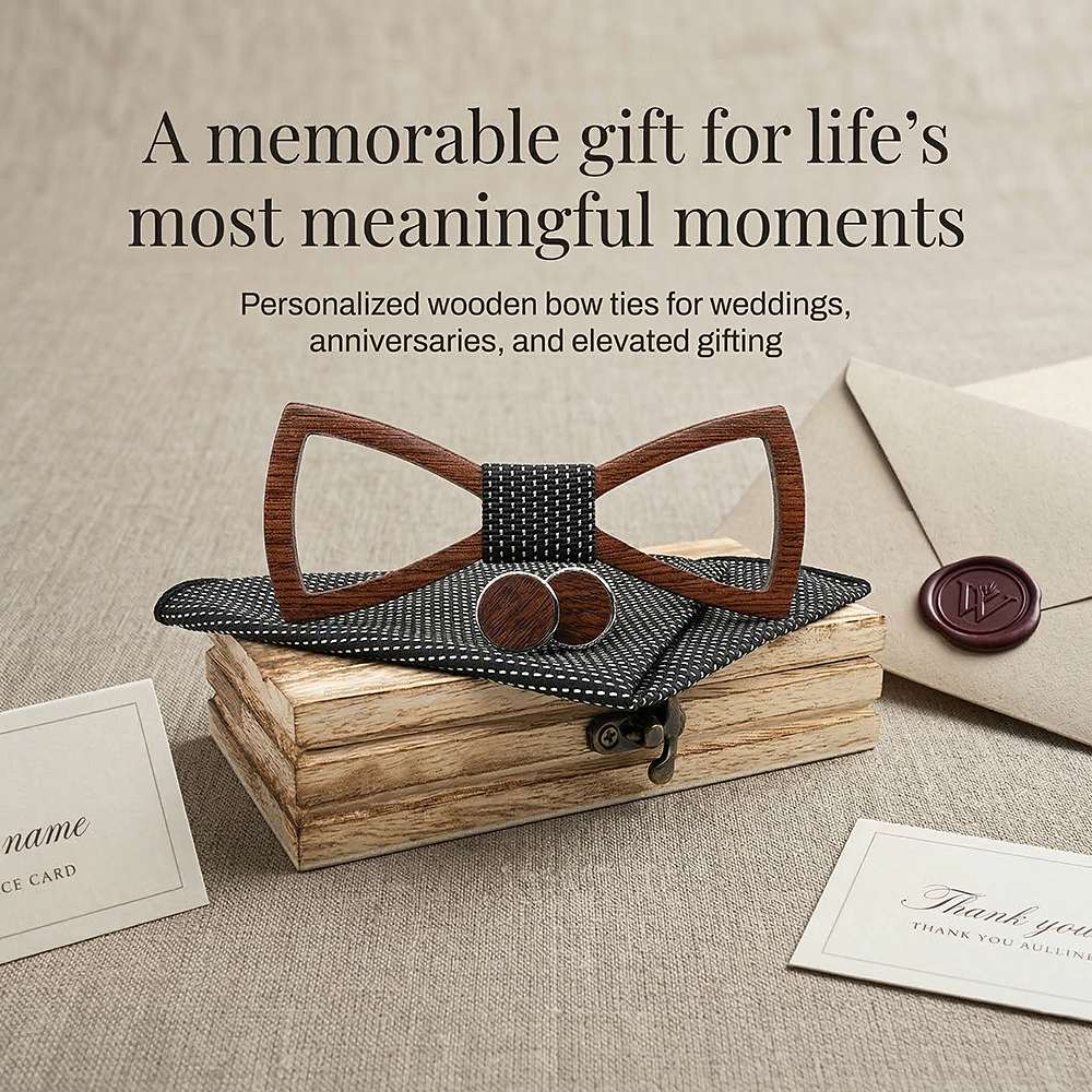 M480 M480  Perforated Dot Cutout Bow Tie Set, Walnut — view 12