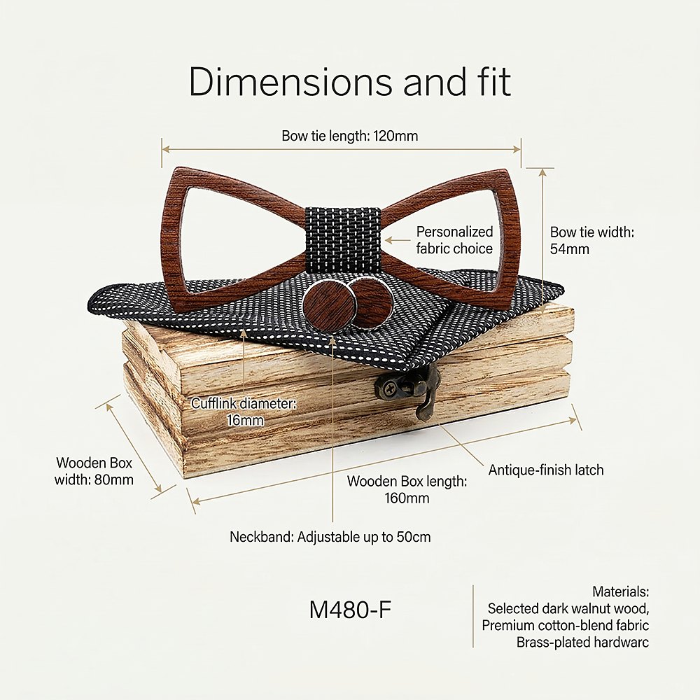 M480 M480  Perforated Dot Cutout Bow Tie Set, Walnut — view 4