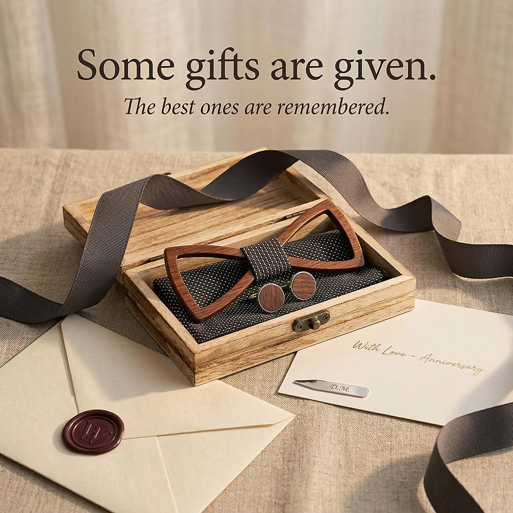M480 M480  Perforated Dot Cutout Bow Tie Set, Walnut — view 6