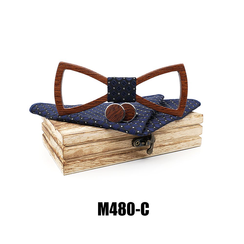 M480 M480  Perforated Dot Cutout Bow Tie Set, Walnut — colour C