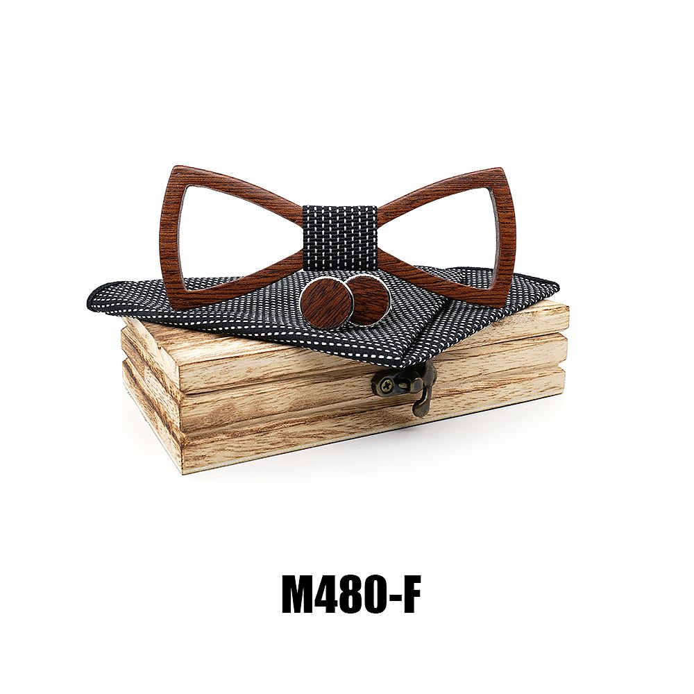 M480 M480  Perforated Dot Cutout Bow Tie Set, Walnut — colour F