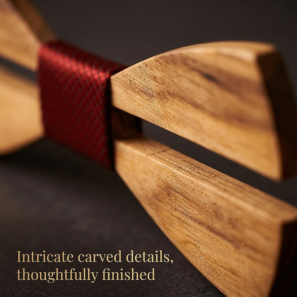 M481 M481  Two-Tone Solid Bow Tie Set, Zebrawood — view 3