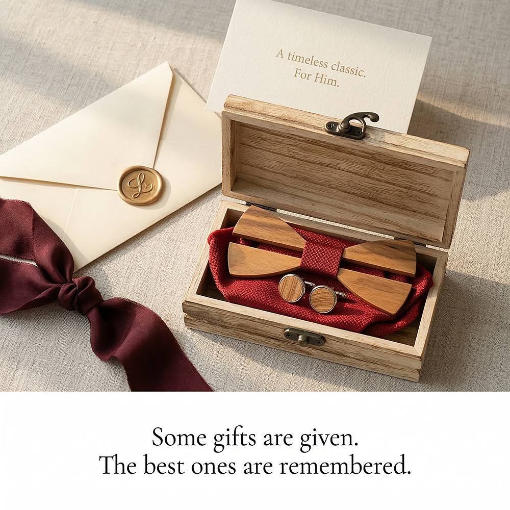 M481 M481  Two-Tone Solid Bow Tie Set, Zebrawood — view 7