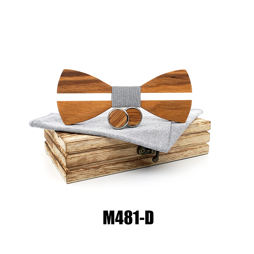 M481 M481  Two-Tone Solid Bow Tie Set, Zebrawood — colour D
