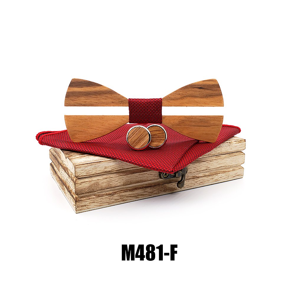 M481 M481  Two-Tone Solid Bow Tie Set, Zebrawood — colour F