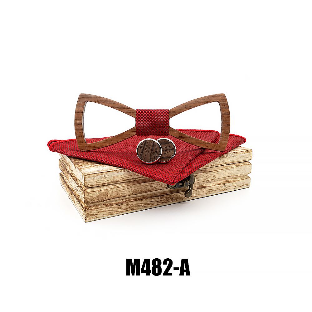M482 M482  Slim Open Frame Bow Tie Set, Walnut — colour A