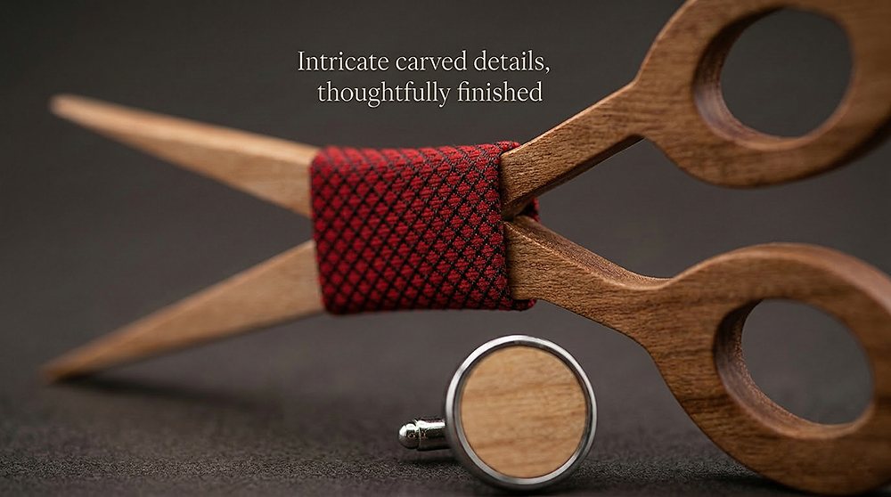 M483 M483  Scissors Design Bow Tie Set, Maple — view 3