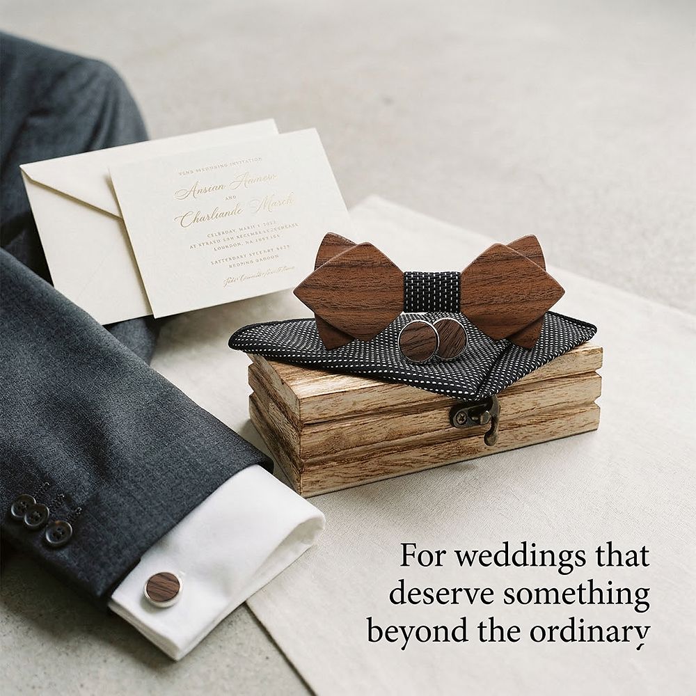 M484 M484  Sharp Diamond Bow Tie Set, Walnut — view 2