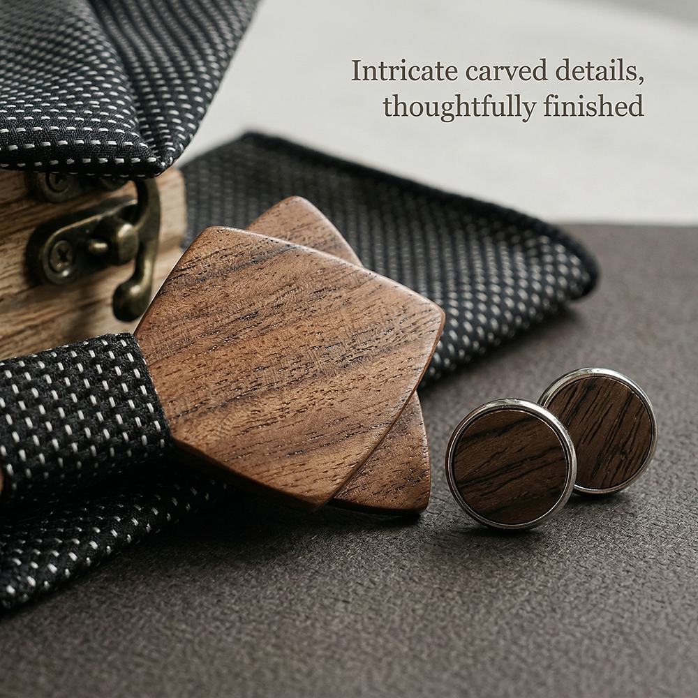 M484 M484  Sharp Diamond Bow Tie Set, Walnut — view 3