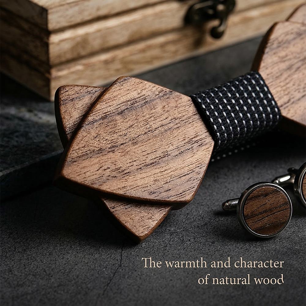 M484 M484  Sharp Diamond Bow Tie Set, Walnut — view 5