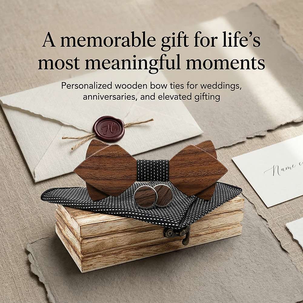 M484 M484  Sharp Diamond Bow Tie Set, Walnut — view 6