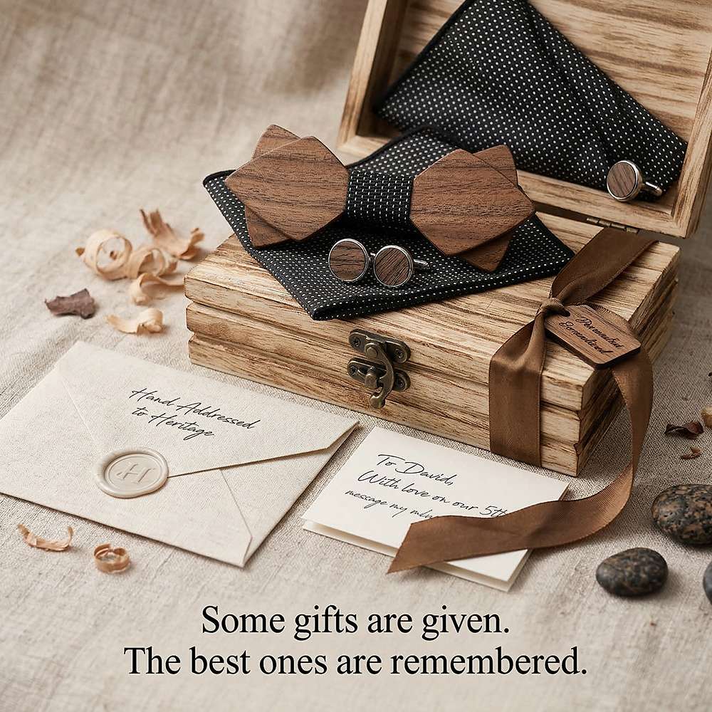 M484 M484  Sharp Diamond Bow Tie Set, Walnut — view 7