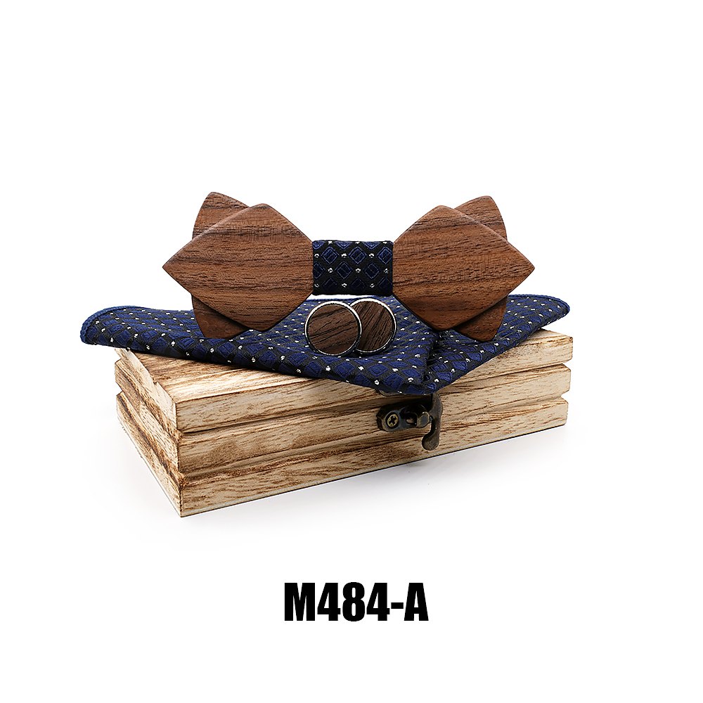 M484 M484  Sharp Diamond Bow Tie Set, Walnut — colour A