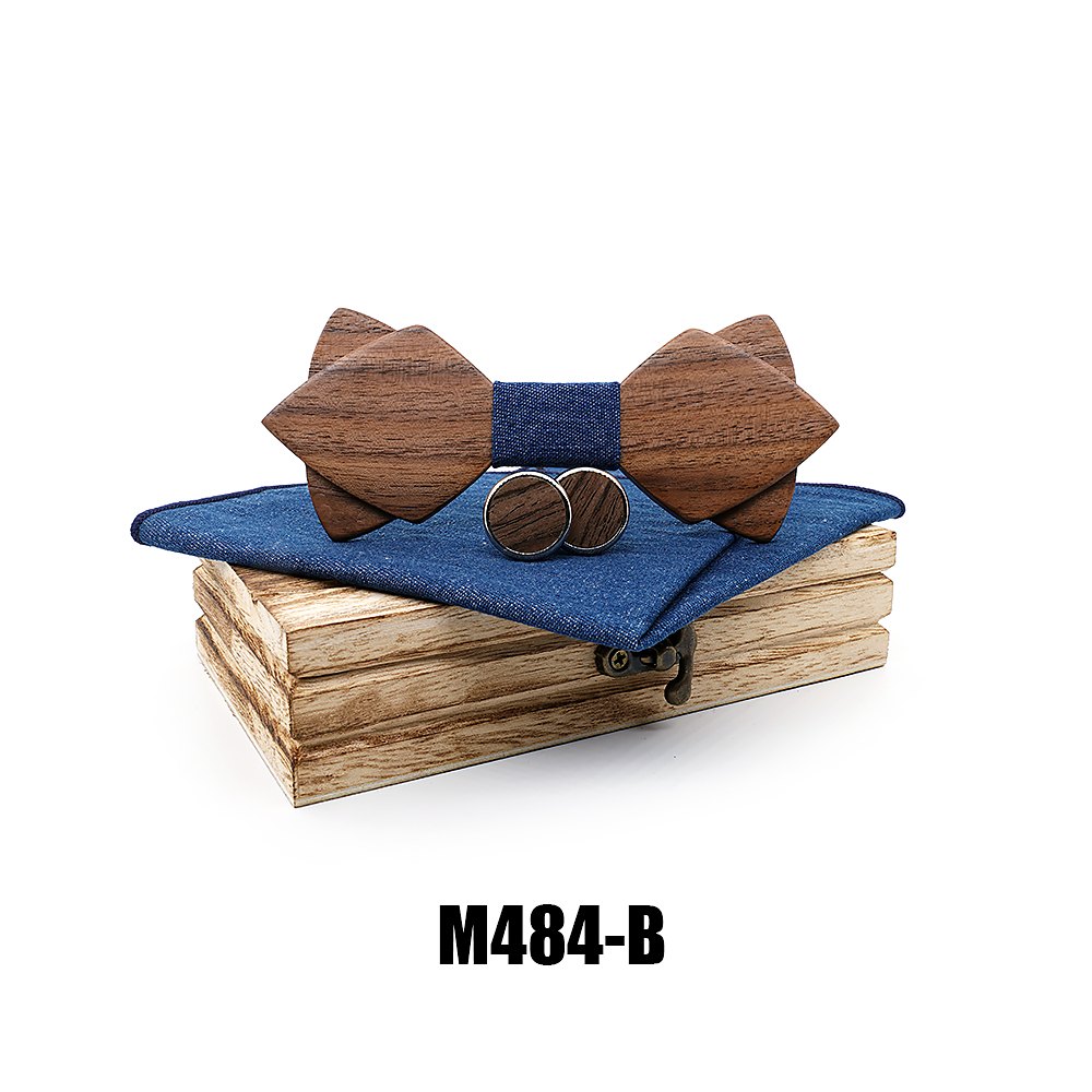 M484 M484  Sharp Diamond Bow Tie Set, Walnut — colour B