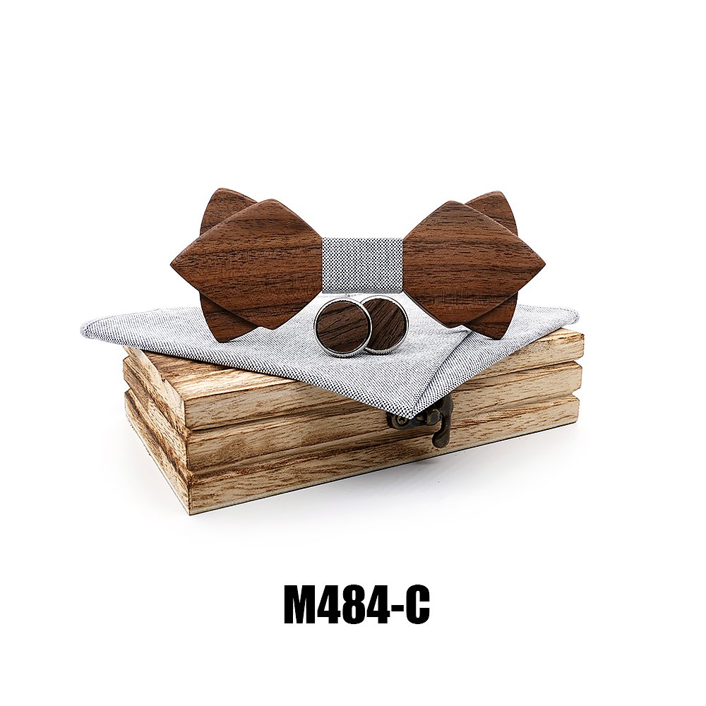 M484 M484  Sharp Diamond Bow Tie Set, Walnut — colour C