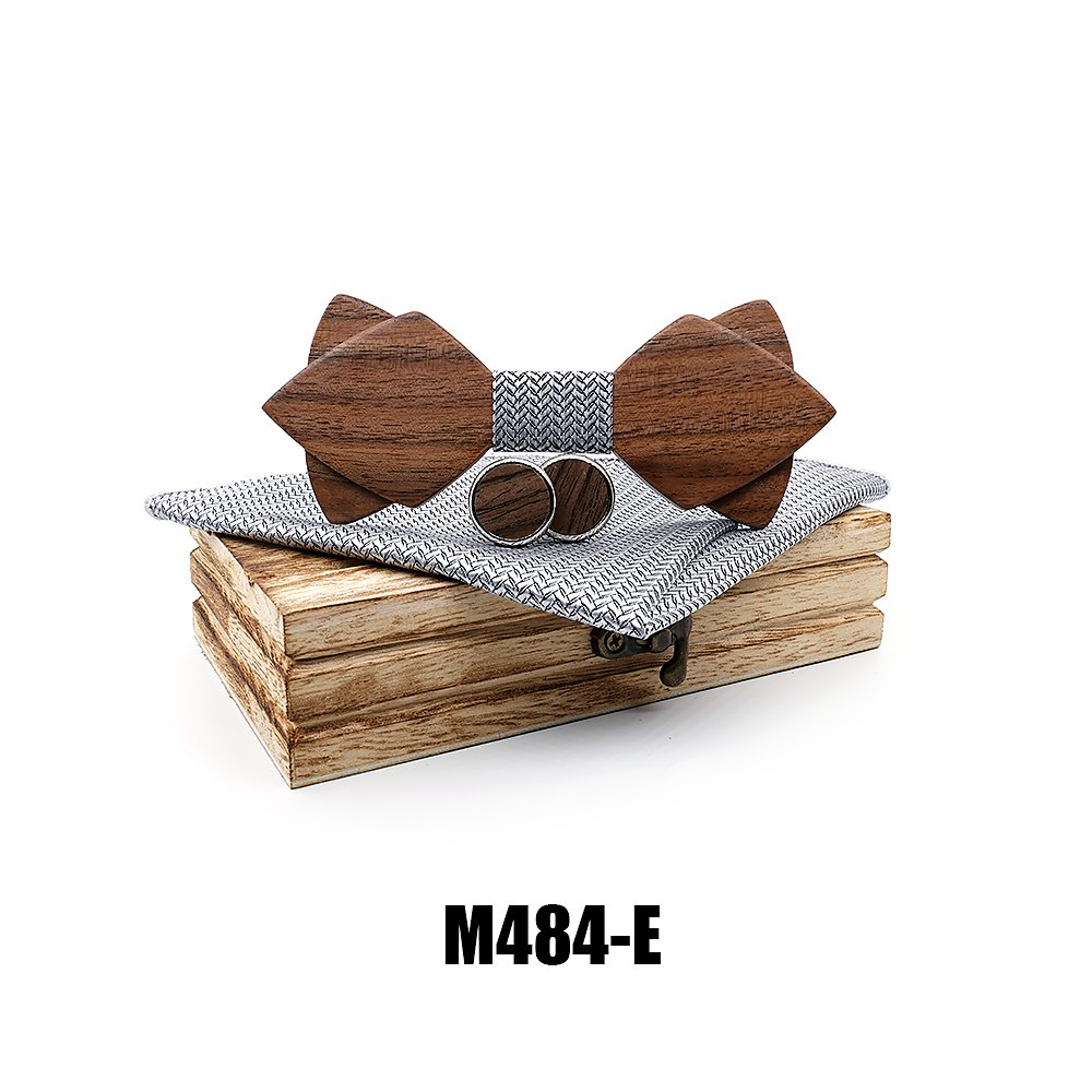 M484 M484  Sharp Diamond Bow Tie Set, Walnut — colour E