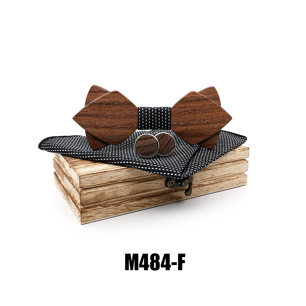 M484 M484  Sharp Diamond Bow Tie Set, Walnut — colour F