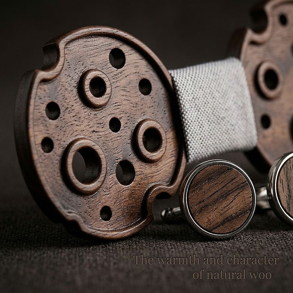 M485 M485  Camera Reel Cutout Bow Tie Set, Walnut — view 5