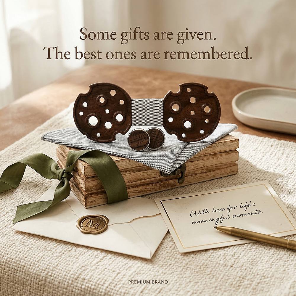 M485 M485  Camera Reel Cutout Bow Tie Set, Walnut — view 6