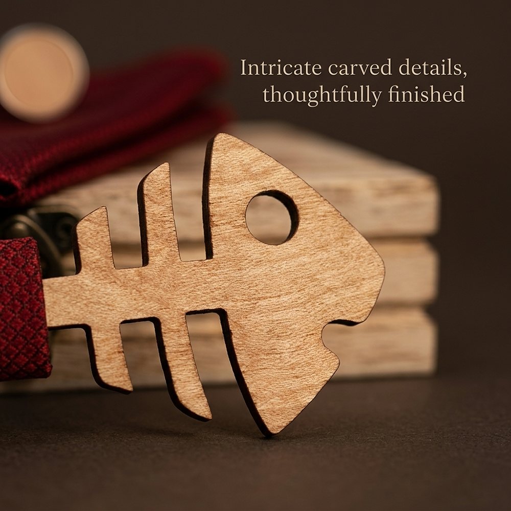 M486 M486  Fish Bone Cutout Bow Tie Set, Maple — view 3