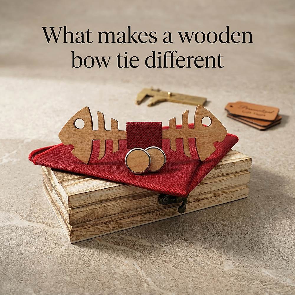 M486 M486  Fish Bone Cutout Bow Tie Set, Maple — view 8