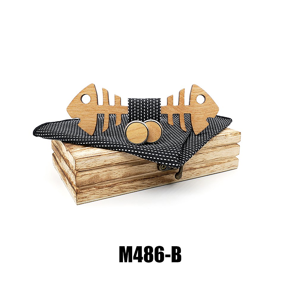M486 M486  Fish Bone Cutout Bow Tie Set, Maple — colour B