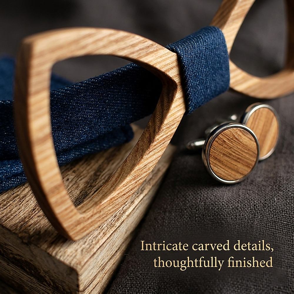 M488 M488  Open Frame Bow Tie Set, Zebrawood — view 3