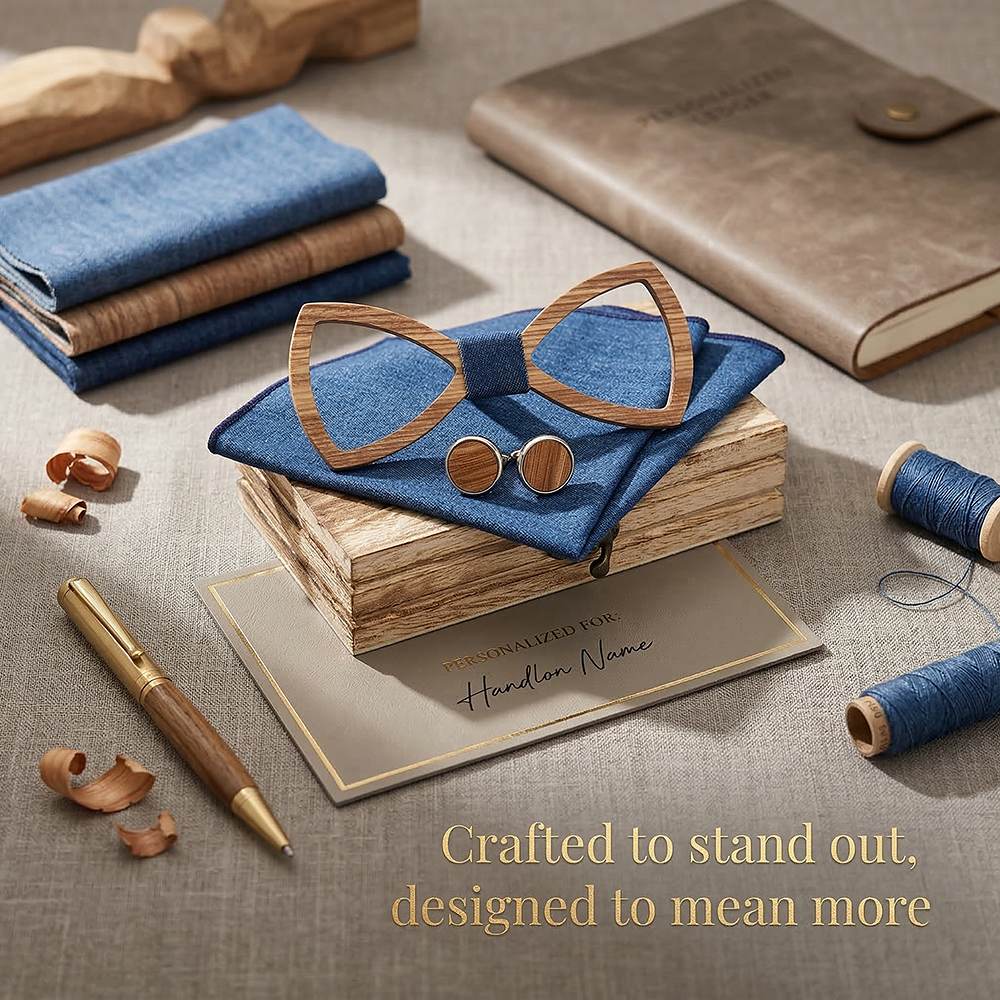 M488 M488  Open Frame Bow Tie Set, Zebrawood — view 8