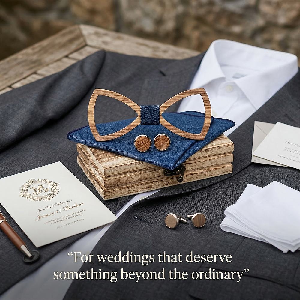 M488 M488  Open Frame Bow Tie Set, Zebrawood — view 10