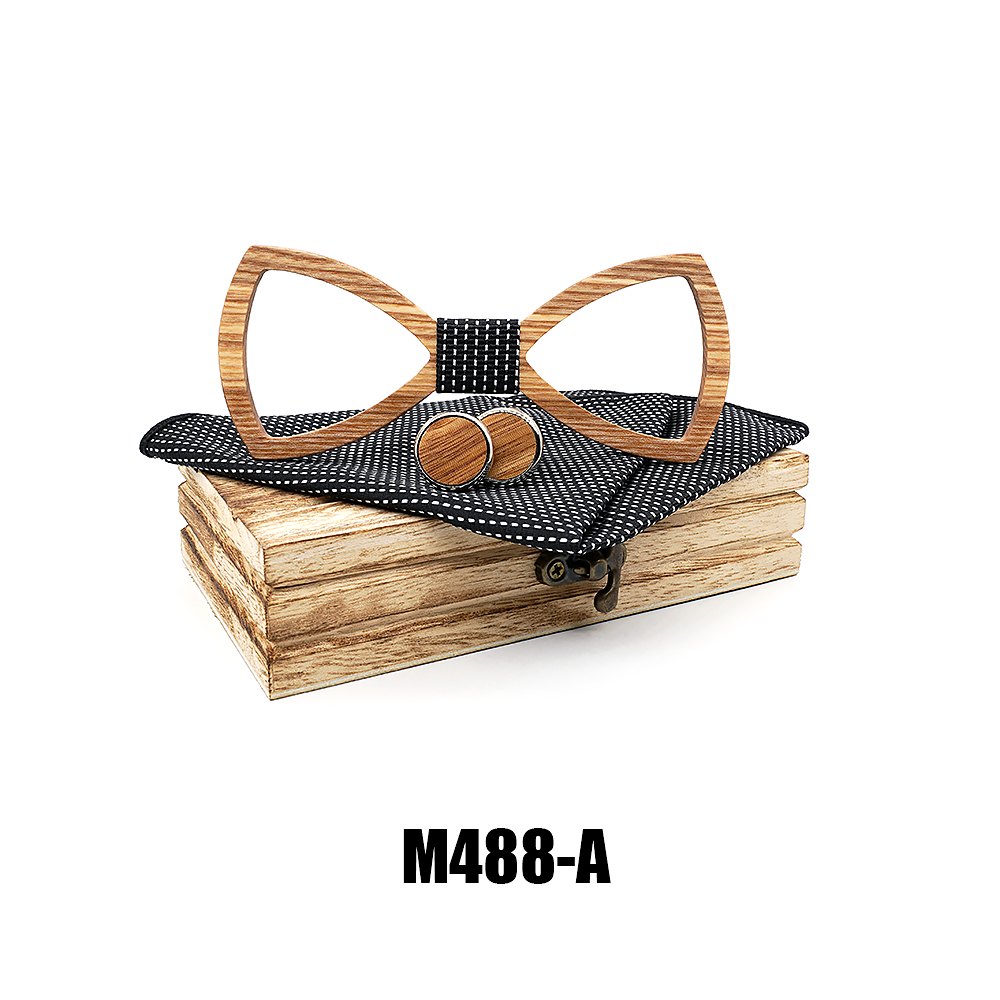 M488 M488  Open Frame Bow Tie Set, Zebrawood — colour A