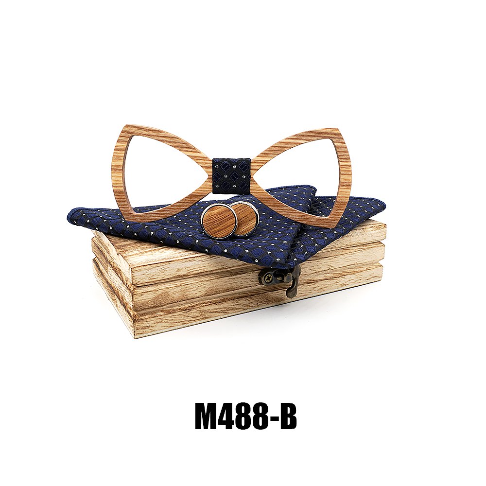 M488 M488  Open Frame Bow Tie Set, Zebrawood — colour B