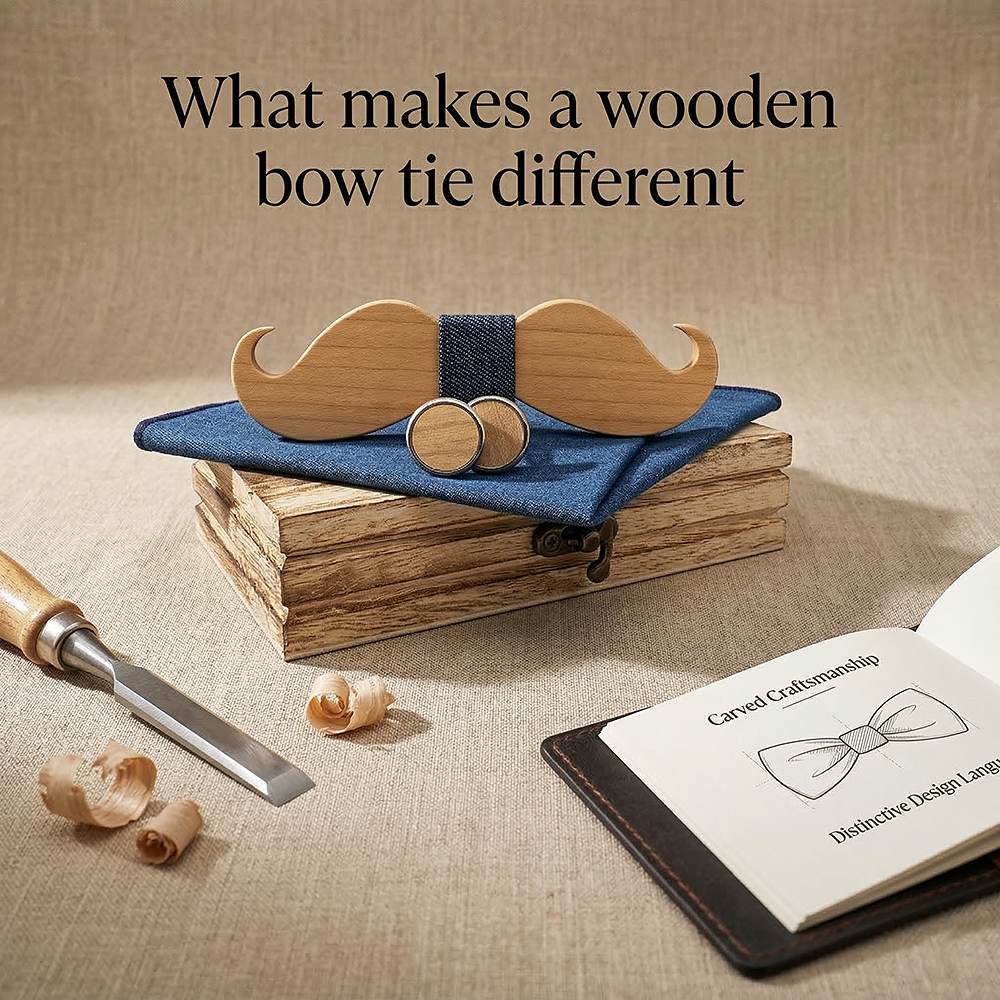 M491 M491  Full Mustache Shape Bow Tie Set, Maple — view 8