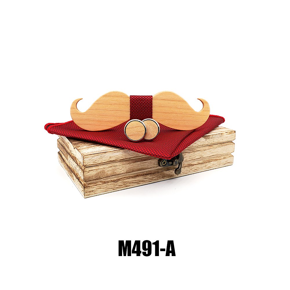M491 M491  Full Mustache Shape Bow Tie Set, Maple — colour A