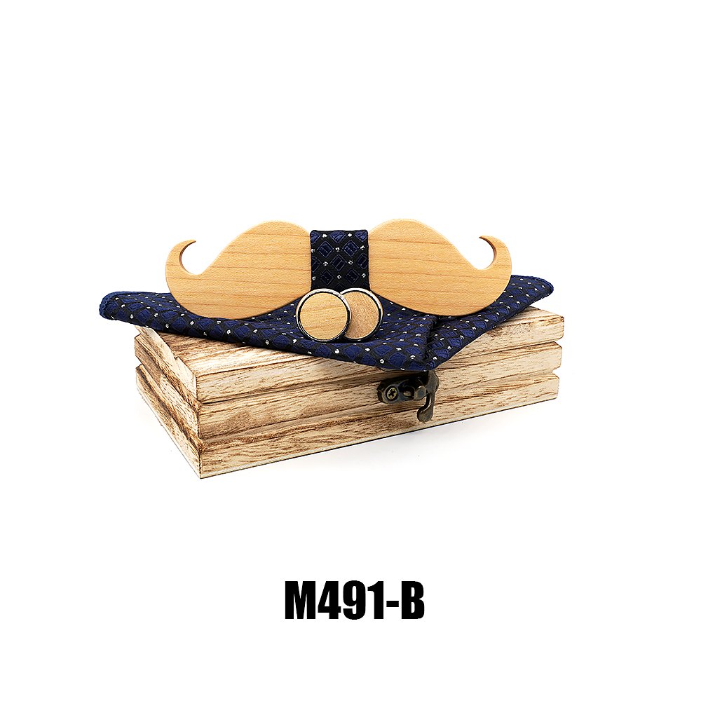 M491 M491  Full Mustache Shape Bow Tie Set, Maple — colour B
