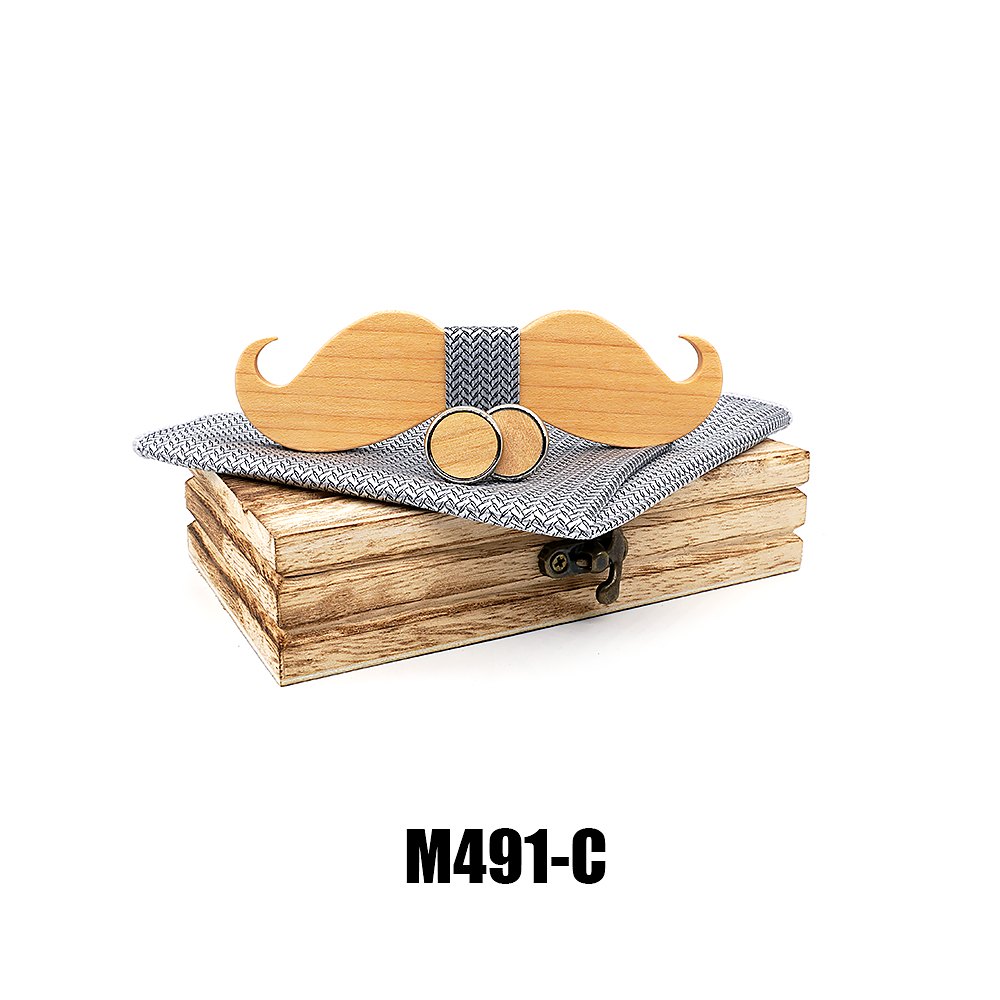 M491 M491  Full Mustache Shape Bow Tie Set, Maple — colour C