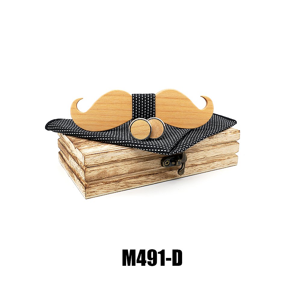 M491 M491  Full Mustache Shape Bow Tie Set, Maple — colour D