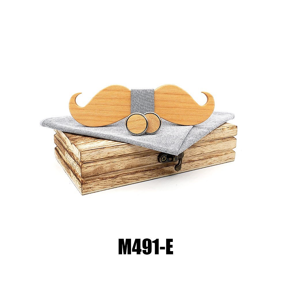 M491 M491  Full Mustache Shape Bow Tie Set, Maple — colour E