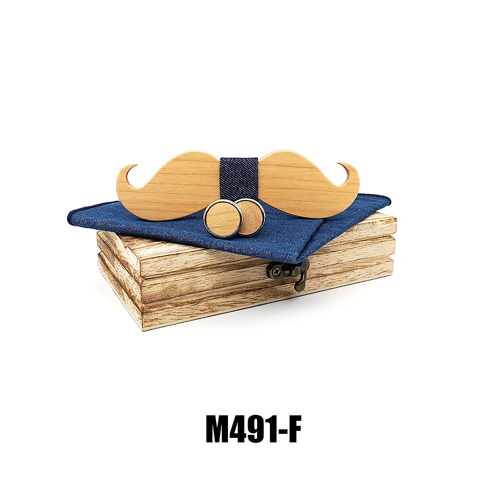 M491 M491  Full Mustache Shape Bow Tie Set, Maple — colour F