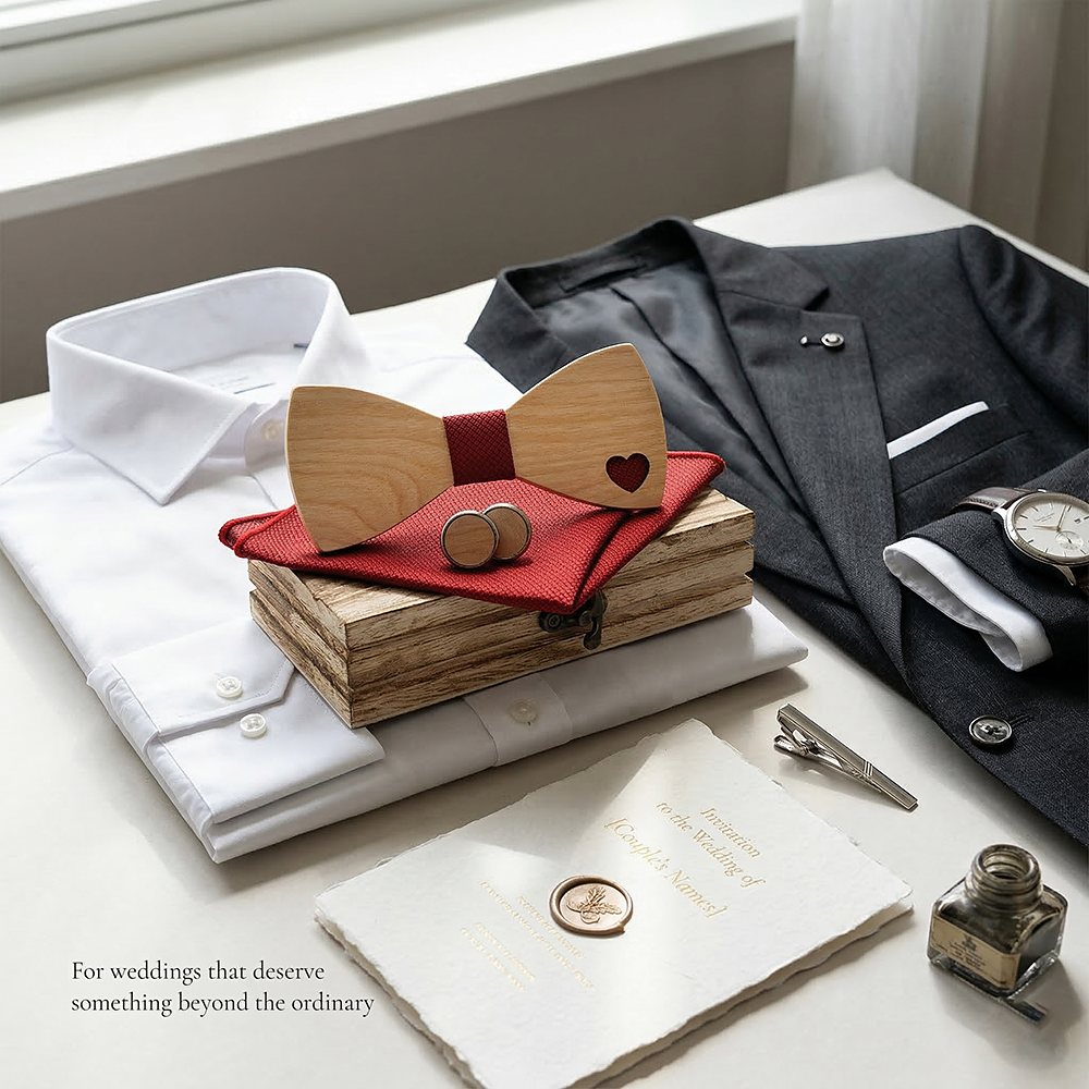 M492 M492  Heart Cutout Bow Tie Set, Maple — view 2