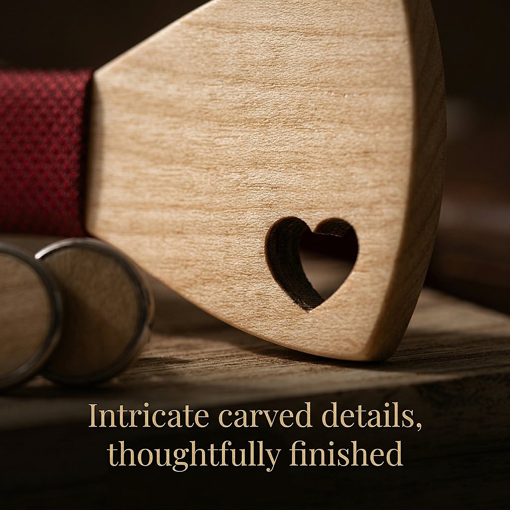 M492 M492  Heart Cutout Bow Tie Set, Maple — view 3