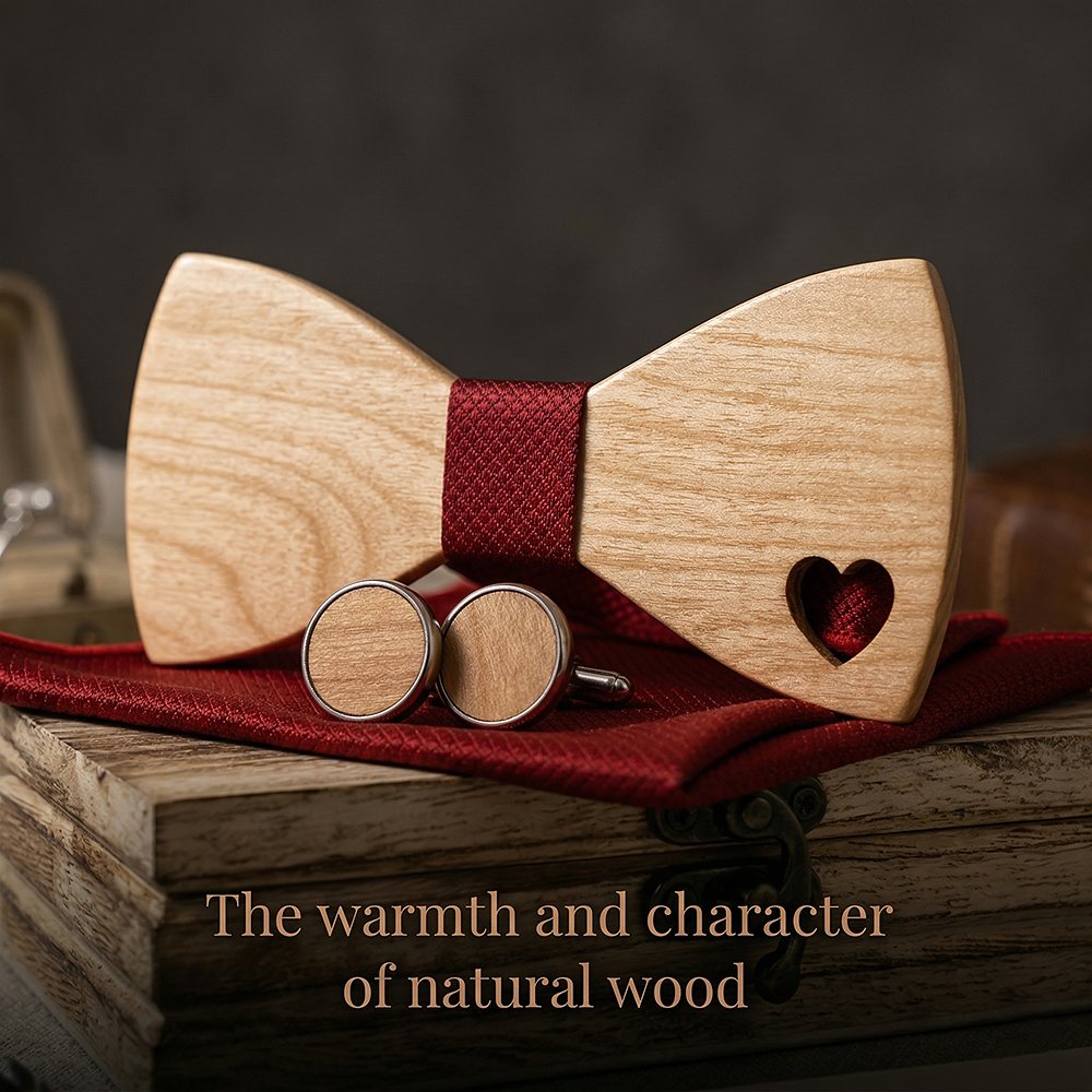 M492 M492  Heart Cutout Bow Tie Set, Maple — view 5