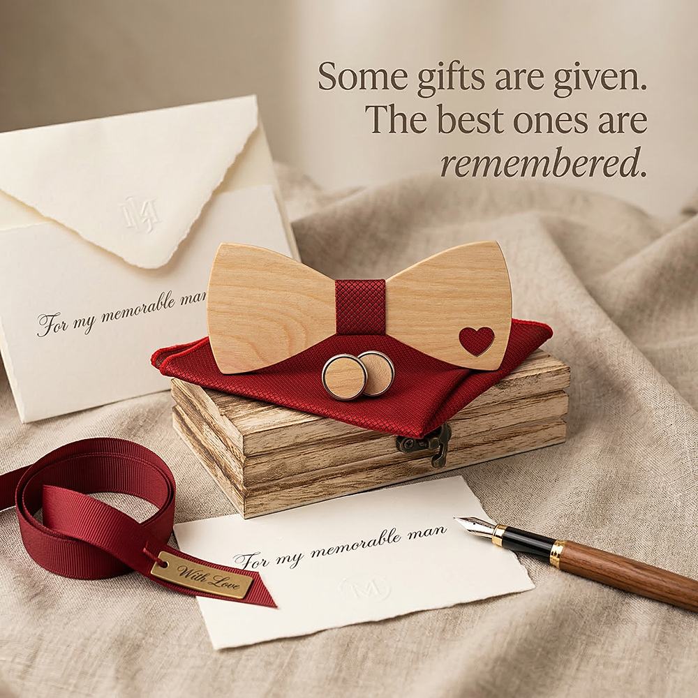 M492 M492  Heart Cutout Bow Tie Set, Maple — view 7