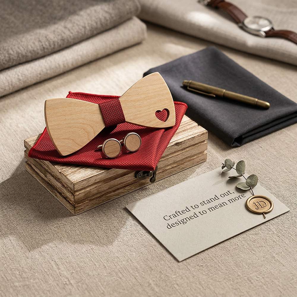 M492 M492  Heart Cutout Bow Tie Set, Maple — view 8