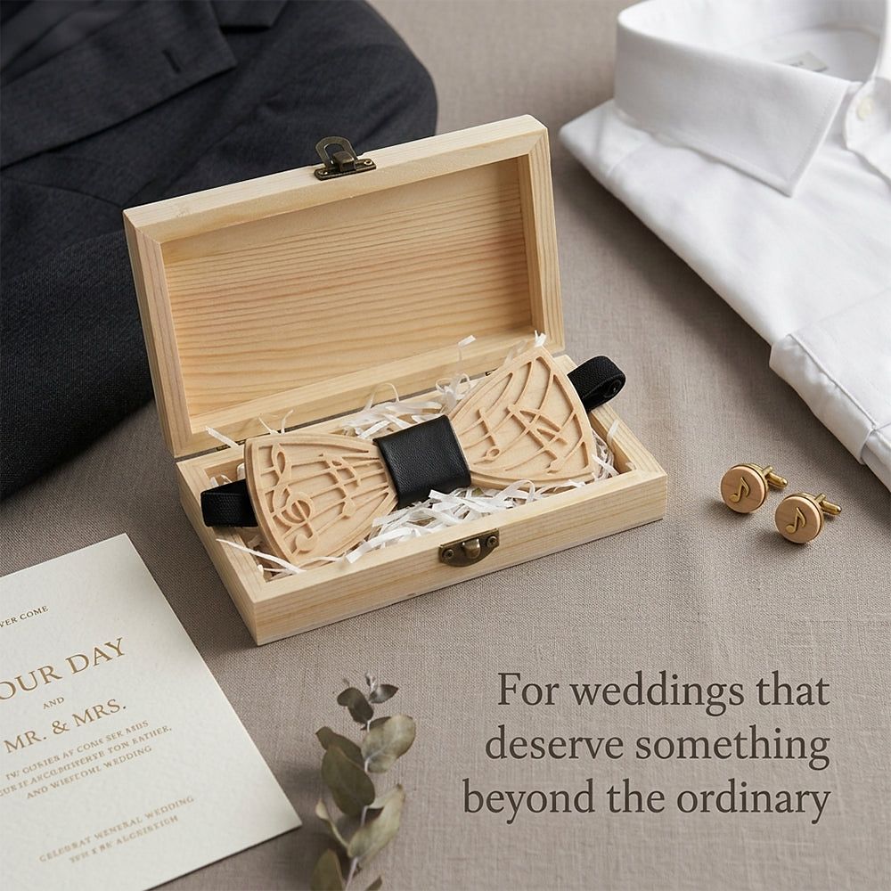 M72音符 M72音符  Musical Note Cutout Bow Tie Set, Maple — view 2