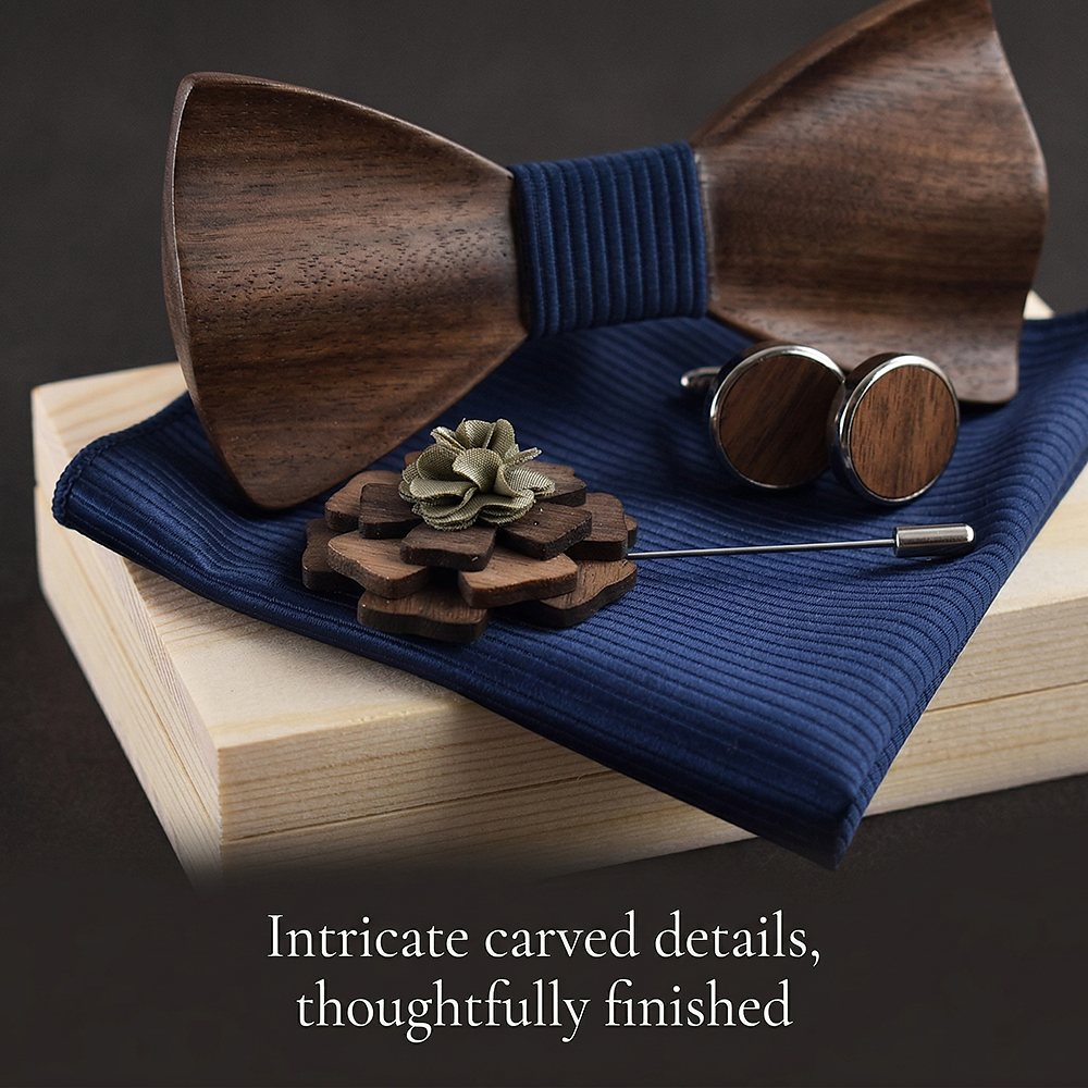 M77 M77  Solid Grain Bow Tie Set, Walnut — view 3