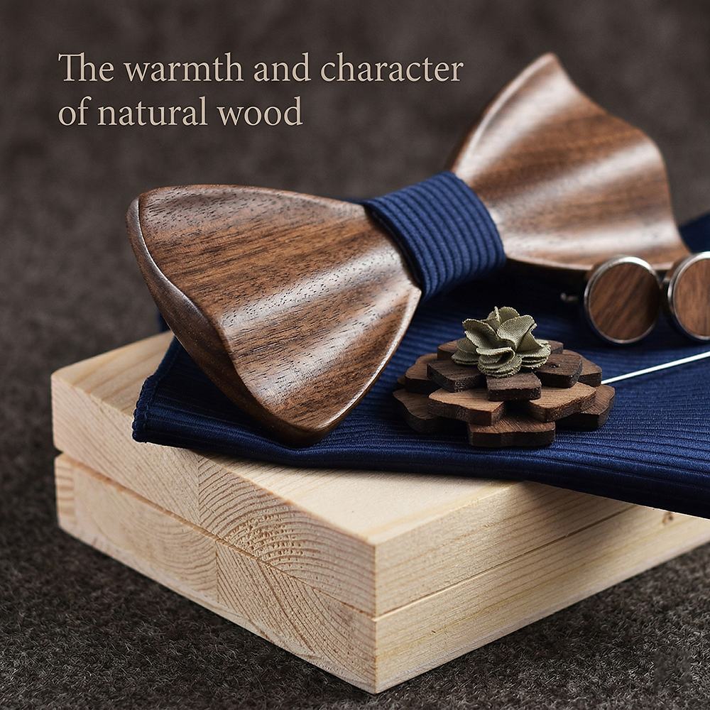 M77 M77  Solid Grain Bow Tie Set, Walnut — view 5