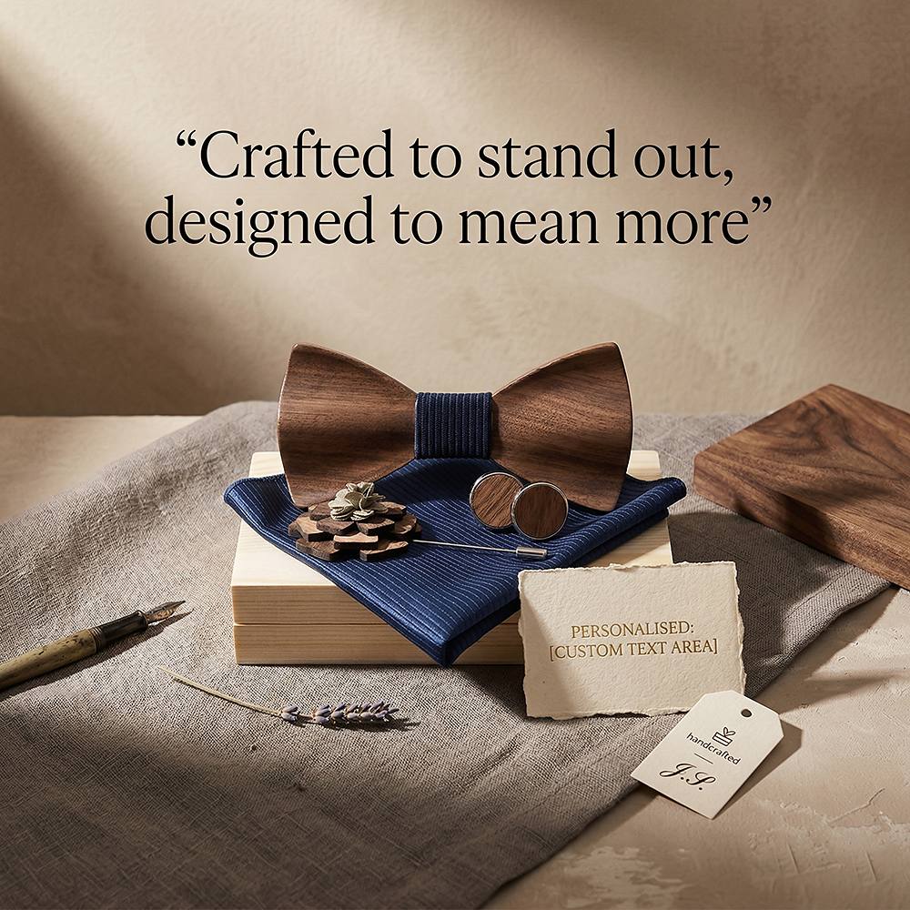 M77 M77  Solid Grain Bow Tie Set, Walnut — view 6