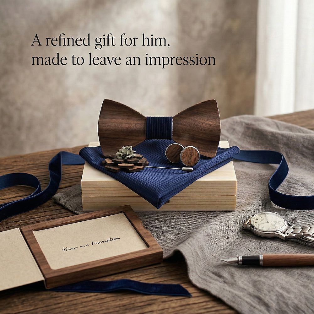 M77 M77  Solid Grain Bow Tie Set, Walnut — view 8